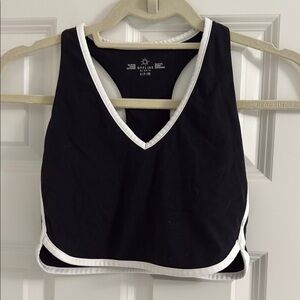 Offline by Aerie Black Crop Tank with White Trim, sz S